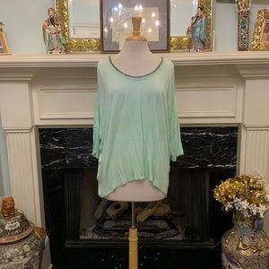 NWOT “Jennifer Lopez” mint green keyhole sleeve and back top